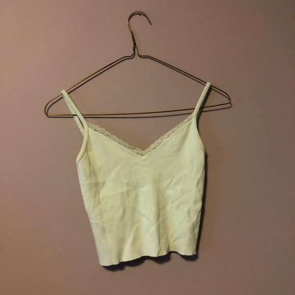 Brandy Melville Tops - Light green lace trim brandy Melville tank